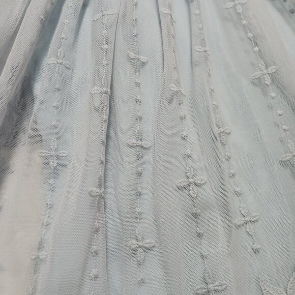 Sundance Dusty Blue Lace Overlay Dress Sz 10 Love Always - Picture 11 of 13